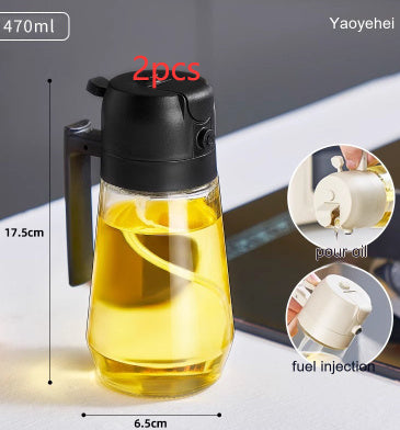 470ML Olive Oil Sprayer Dispenser For Cooking BBQ 2 In 1 Glass Oil Vinegar Soy Sauce Spray Kitchen Oil Bottle For Air Fryer - 𝓢𝓱𝓸𝓹𝓵𝓮𝓬𝔂