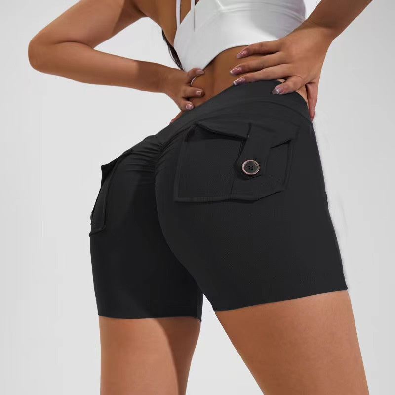 High Waist Hip Lifting Shorts With Pockets Quick Dry Yoga Fitness Sports Pants Summer Women Clothes - 𝓢𝓱𝓸𝓹𝓵𝓮𝓬𝔂
