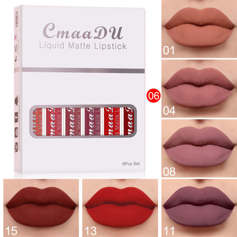 6 Boxes Of Matte Non-stick Cup Waterproof Lipstick Long Lasting Lip Gloss - 𝓢𝓱𝓸𝓹𝓵𝓮𝓬𝔂