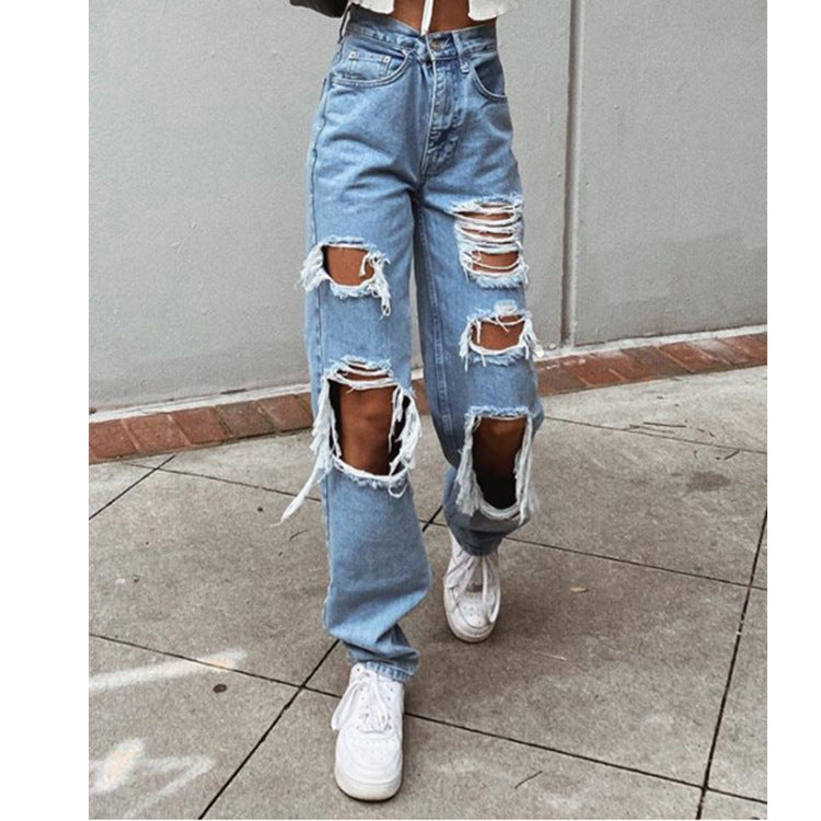 Women Jeans Ripped Slimming Washed Women's Jeans Trousers - 𝓢𝓱𝓸𝓹𝓵𝓮𝓬𝔂