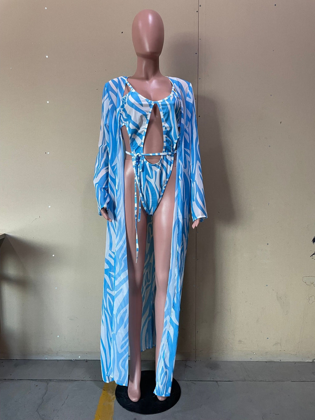 Fashion Ladies Print Cape Swimsuit 2pcs