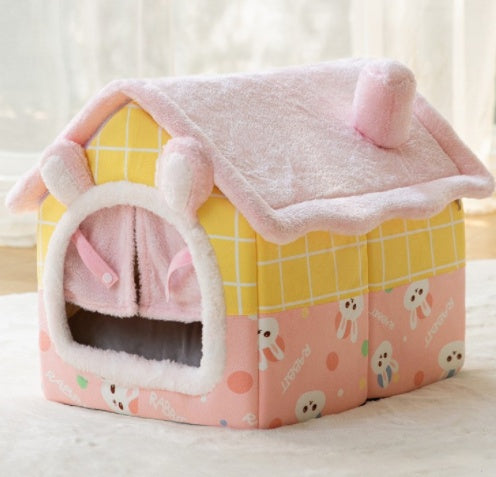Foldable Dog House Pet Cat Bed Winter Dog Villa Sleep Kennel Removable Nest Warm Enclosed Cave Sofa Pets Supplies - 𝓢𝓱𝓸𝓹𝓵𝓮𝓬𝔂