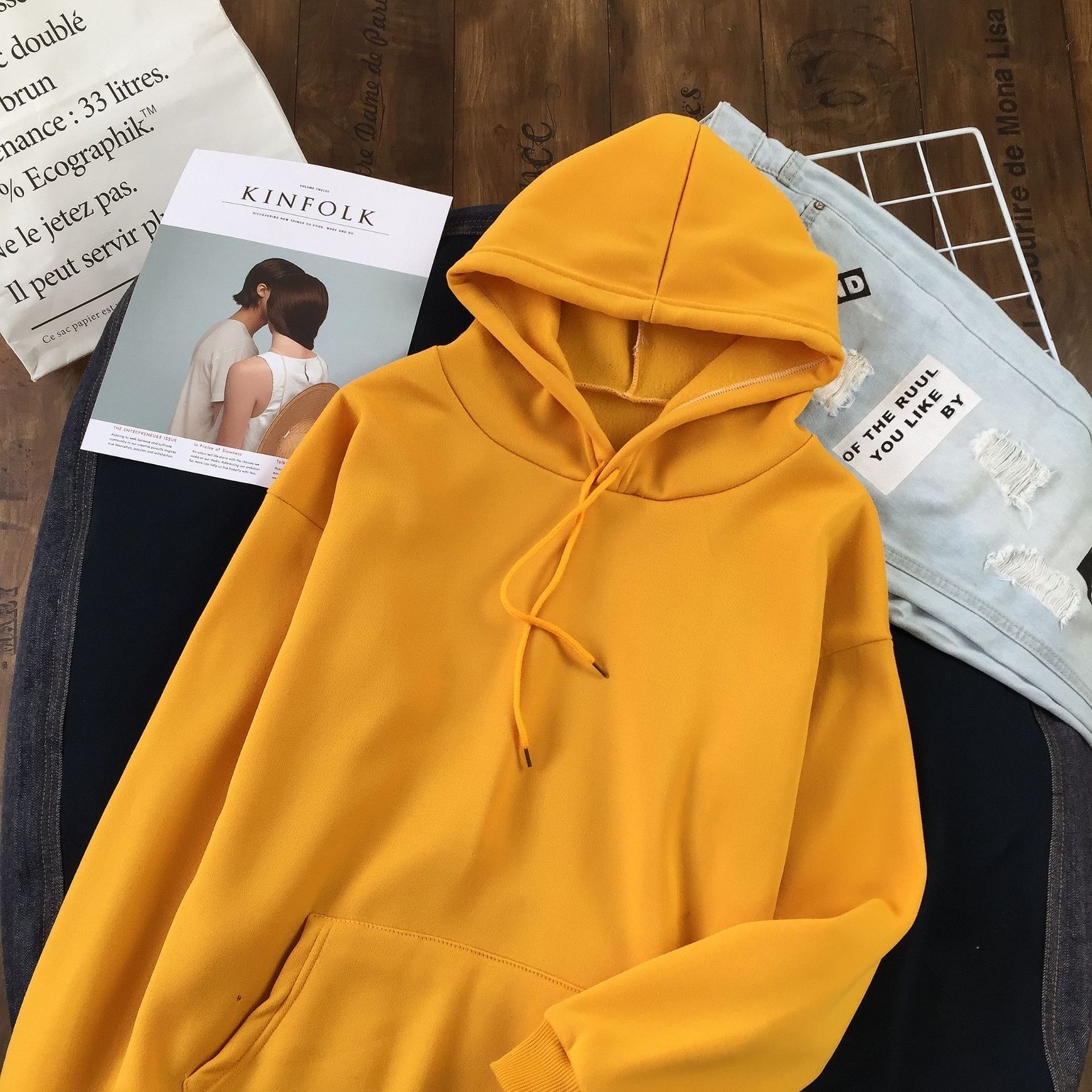 Long Sleeve Solid Color Hooded Sweater Couple - 𝓢𝓱𝓸𝓹𝓵𝓮𝓬𝔂