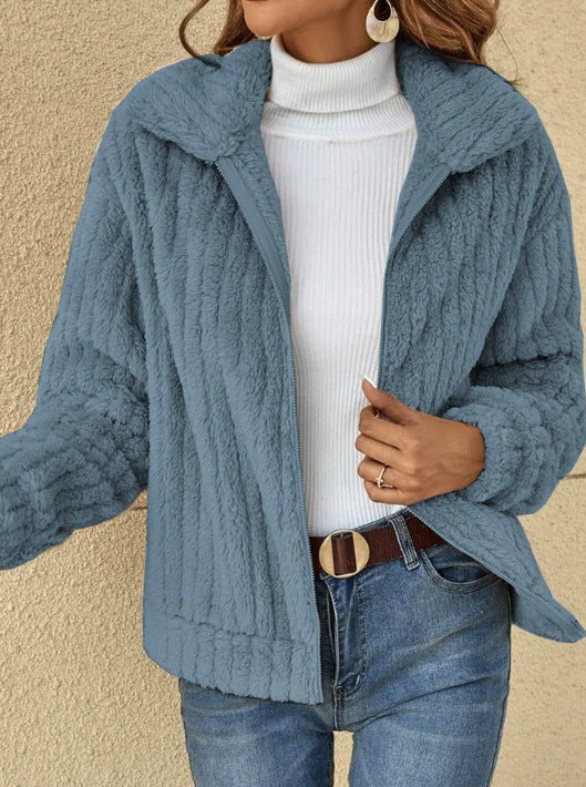 Women's Fleece Lapel Cropped Jacket - 𝓢𝓱𝓸𝓹𝓵𝓮𝓬𝔂