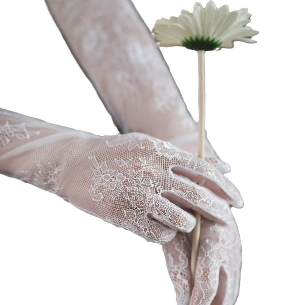 New Super Fairy White Lace Tulle Bride Photo Gloves - 𝓢𝓱𝓸𝓹𝓵𝓮𝓬𝔂