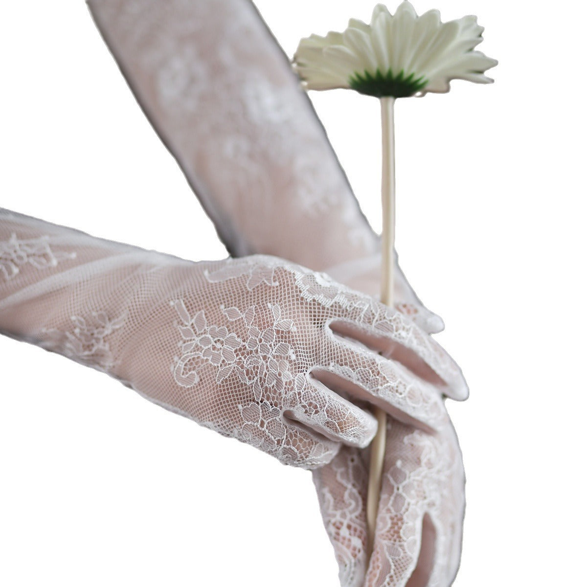 New Super Fairy White Lace Tulle Bride Photo Gloves - 𝓢𝓱𝓸𝓹𝓵𝓮𝓬𝔂