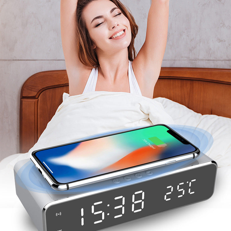LED Electric Alarm Clock With Wireless Charger Desktop Digital Despertador Thermometer Clock HD Mirror Clock Watch Table Decor - 𝓢𝓱𝓸𝓹𝓵𝓮𝓬𝔂
