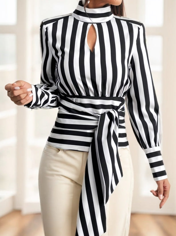 Ladies' Striped Long-sleeved Top - 𝓢𝓱𝓸𝓹𝓵𝓮𝓬𝔂
