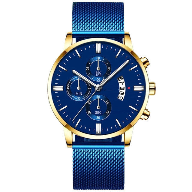Mens Business Luxury Watches For Men Mesh Band Quartz Watch - 𝓢𝓱𝓸𝓹𝓵𝓮𝓬𝔂