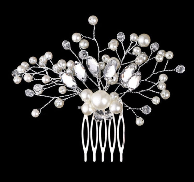 Korean Exquisite Pearl Comb Diamond Crystal Fork Handmade Hairpin Bridal Headwear Accessories - 𝓢𝓱𝓸𝓹𝓵𝓮𝓬𝔂