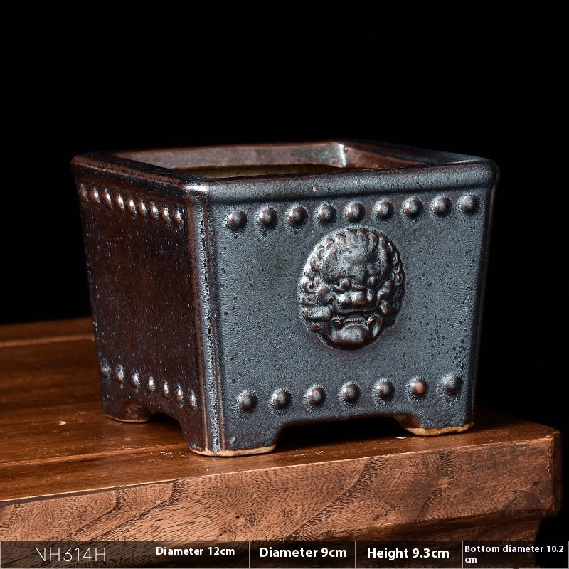 Retro Chinese Style Ceramic Flower Pot Square Creative - 𝓢𝓱𝓸𝓹𝓵𝓮𝓬𝔂