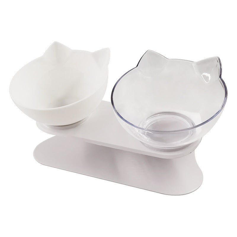 New Inclined Food Cat Ear Oblique Mouth Transparent Single Pet Bowl - 𝓢𝓱𝓸𝓹𝓵𝓮𝓬𝔂