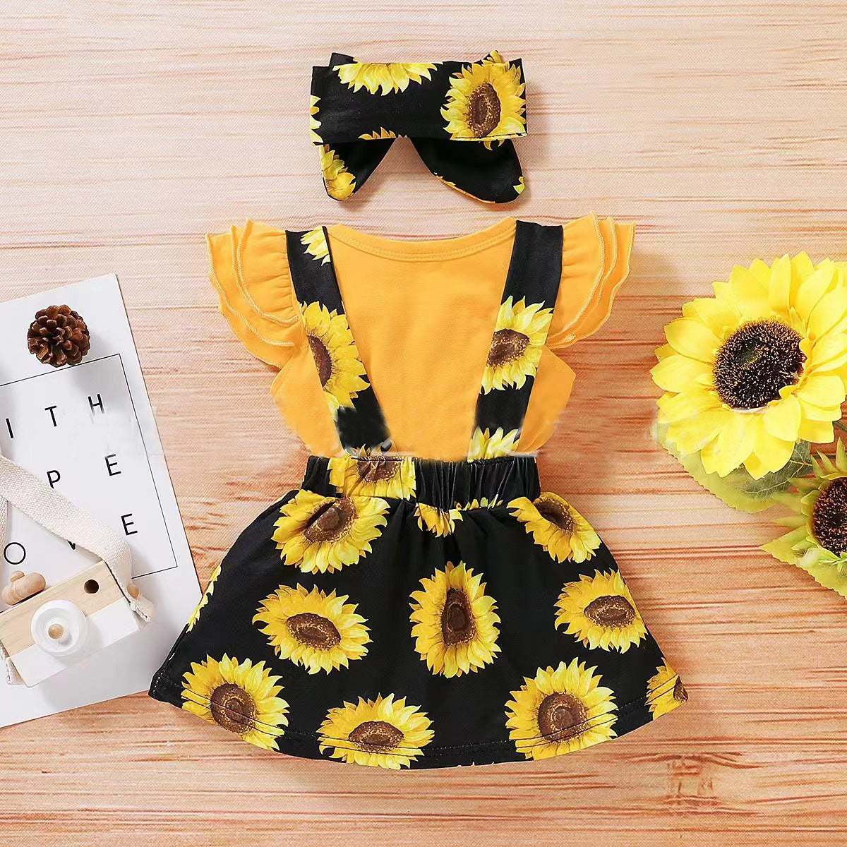 SUNFLOWER Printing Suit Romper Three-piece Suit - 𝓢𝓱𝓸𝓹𝓵𝓮𝓬𝔂