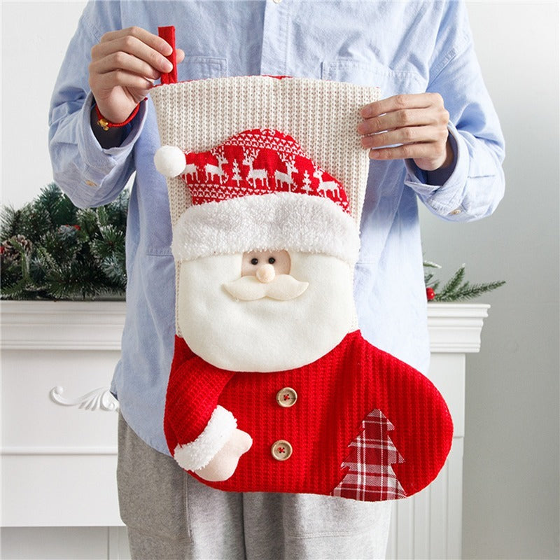 Large Red White Knitted Christmas Stocking Santa Claus Fireplace Decor Socks Xmas Gift Bags Candy Holder Decor For Home - 𝓢𝓱𝓸𝓹𝓵𝓮𝓬𝔂