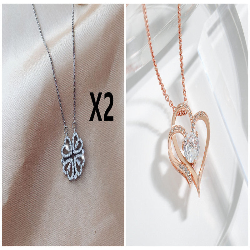 Explosive Style Detachable Deformed Four-leaf Clover Necklace For Women A Multi-wearing Zircon Small Love Short Clavicle Chain - 𝓢𝓱𝓸𝓹𝓵𝓮𝓬𝔂