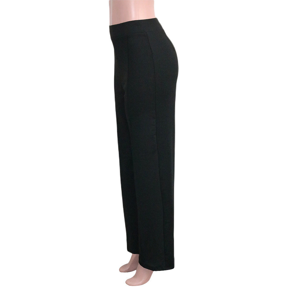 Solid Color Casual Pants Slim, High-waisted Bell Bottoms - 𝓢𝓱𝓸𝓹𝓵𝓮𝓬𝔂