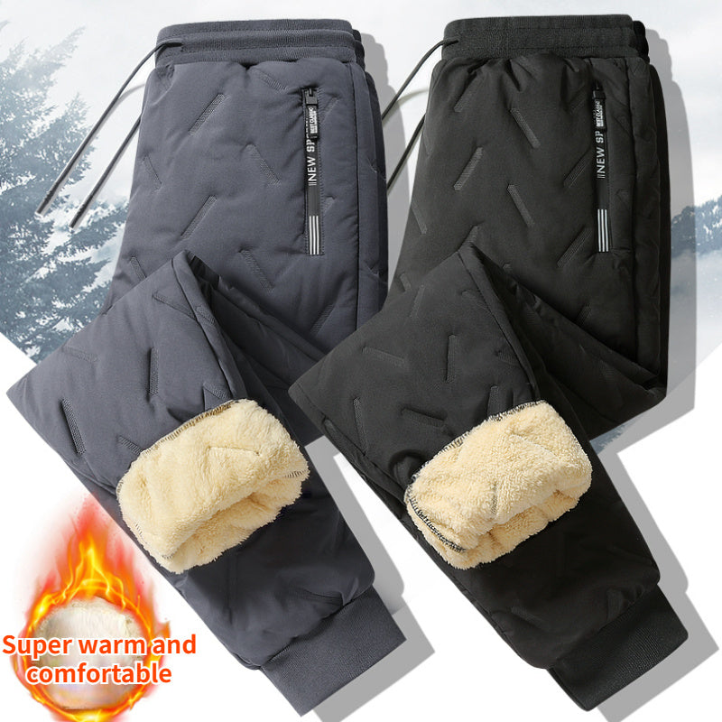 Winter Sweatwear Men Plush Thick Fleece Sweatpant Lambswool Thermal Trousers Casual Pants Waterproof Windproof Warm Cotton Pants - 𝓢𝓱𝓸𝓹𝓵𝓮𝓬𝔂