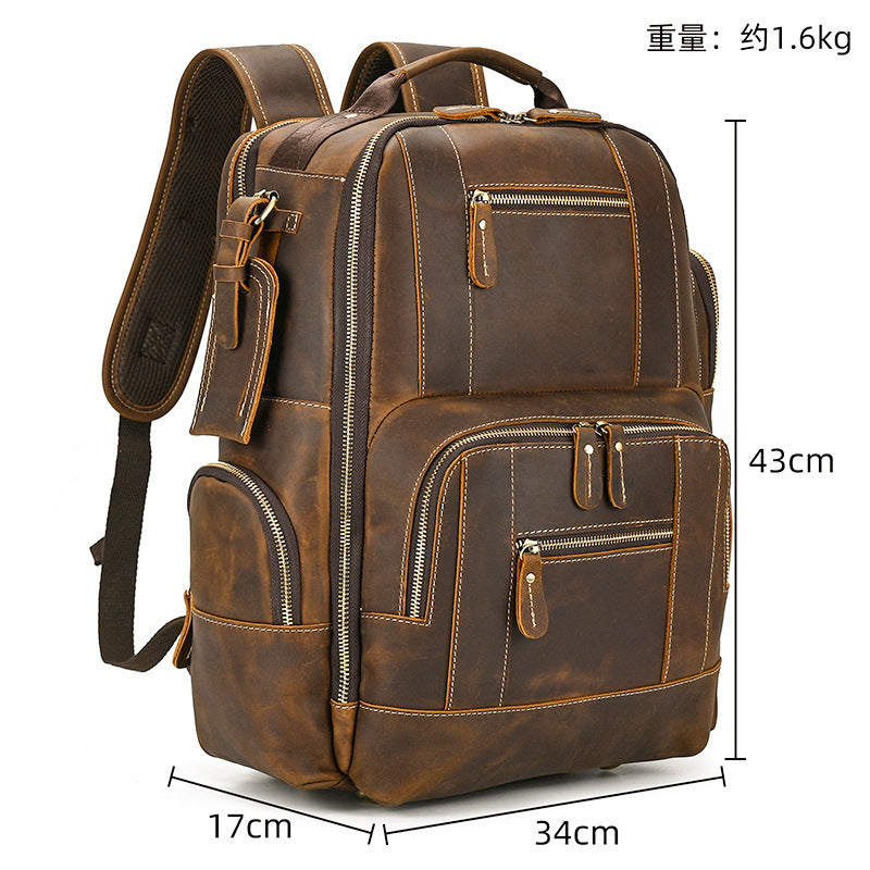 Retro Men's Backpack Cowhide Large Capacity 15-inch Computer Bag - 𝓢𝓱𝓸𝓹𝓵𝓮𝓬𝔂