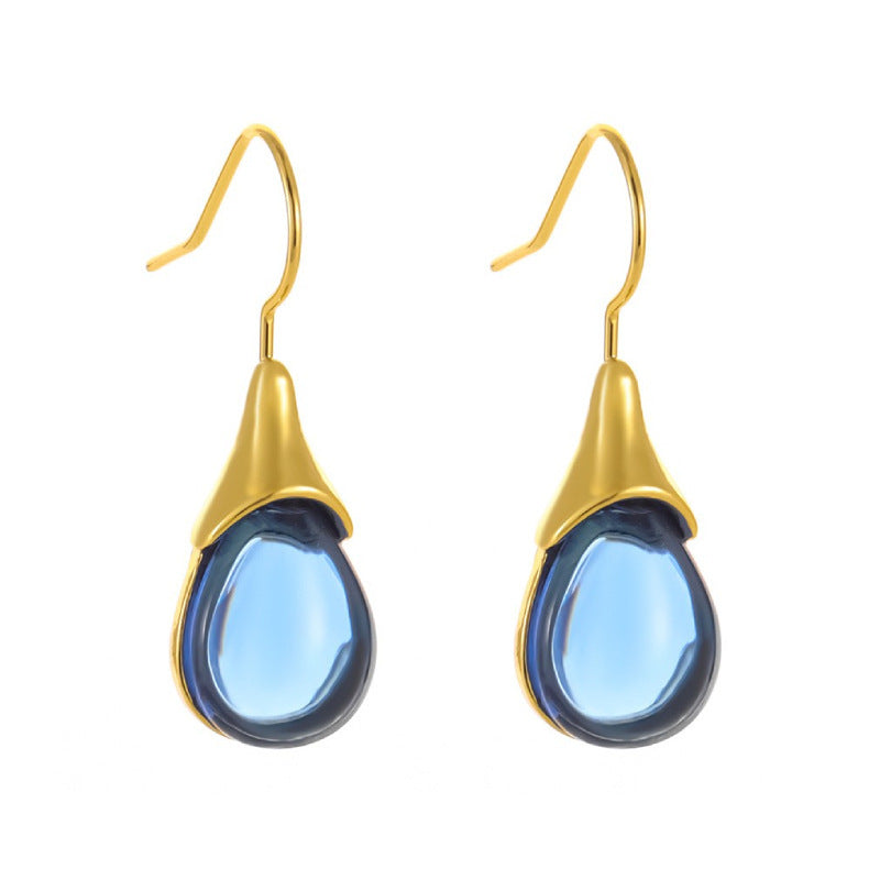 Drop-shaped Inlaid Cat's Eye Earrings Four-color Simple - 𝓢𝓱𝓸𝓹𝓵𝓮𝓬𝔂