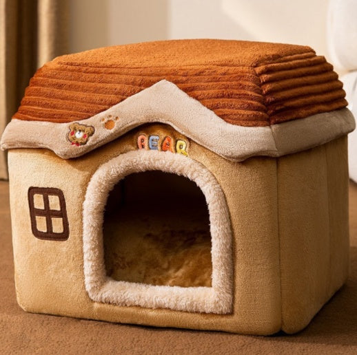 Foldable Dog House Pet Cat Bed Winter Dog Villa Sleep Kennel Removable Nest Warm Enclosed Cave Sofa Pets Supplies - 𝓢𝓱𝓸𝓹𝓵𝓮𝓬𝔂
