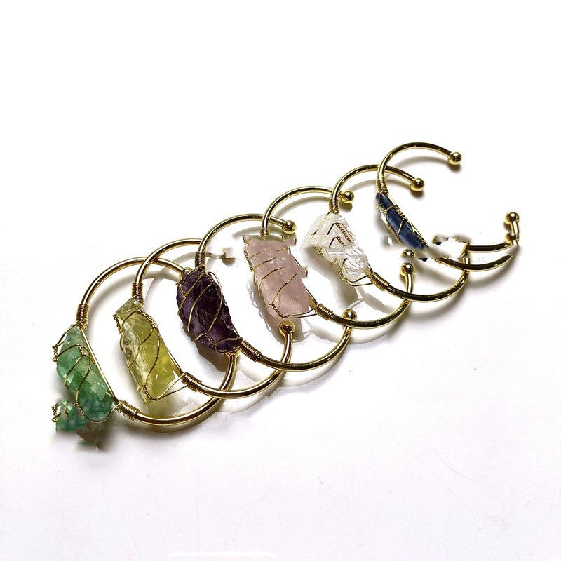 Explosive Natural Crystal Rough Stone Gold Winding Unshaped Bracelet Jewelry Crystal Bracelet - 𝓢𝓱𝓸𝓹𝓵𝓮𝓬𝔂