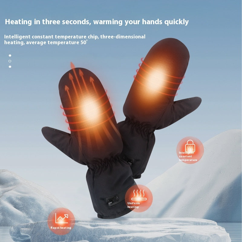 Electrically Heated Gloves Heating Zipper Thermal Windproof Gloves - 𝓢𝓱𝓸𝓹𝓵𝓮𝓬𝔂