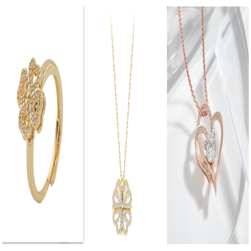 Explosive Style Detachable Deformed Four-leaf Clover Necklace For Women A Multi-wearing Zircon Small Love Short Clavicle Chain - 𝓢𝓱𝓸𝓹𝓵𝓮𝓬𝔂