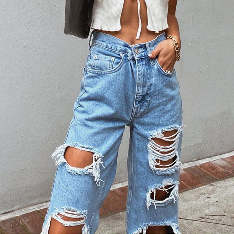 Women Jeans Ripped Slimming Washed Women's Jeans Trousers - 𝓢𝓱𝓸𝓹𝓵𝓮𝓬𝔂