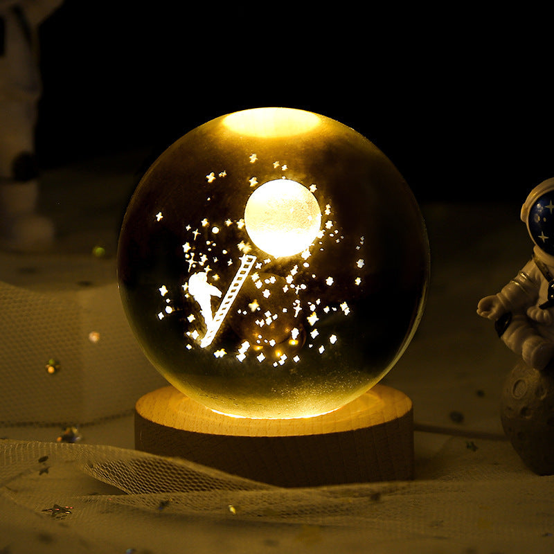 Luminous Starry Sky And Planets Moon Moon Crystal Ball Small Night Lamp Projection Ambience Light Creative Gift New Strange Gift - 𝓢𝓱𝓸𝓹𝓵𝓮𝓬𝔂
