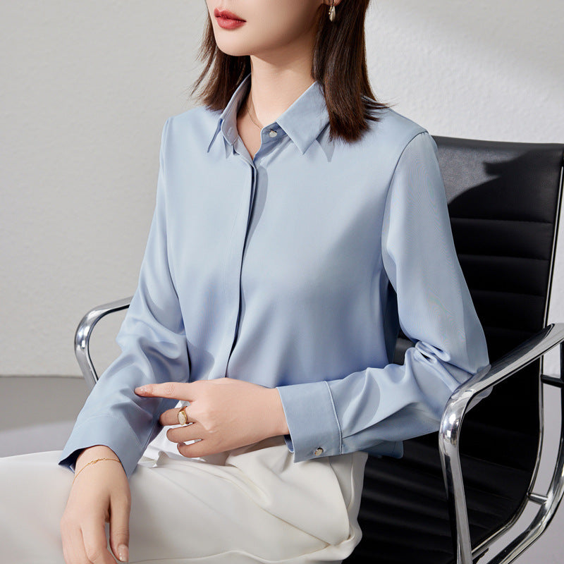 Graceful Satin Top OL Business Clothing Shirt For Women - 𝓢𝓱𝓸𝓹𝓵𝓮𝓬𝔂