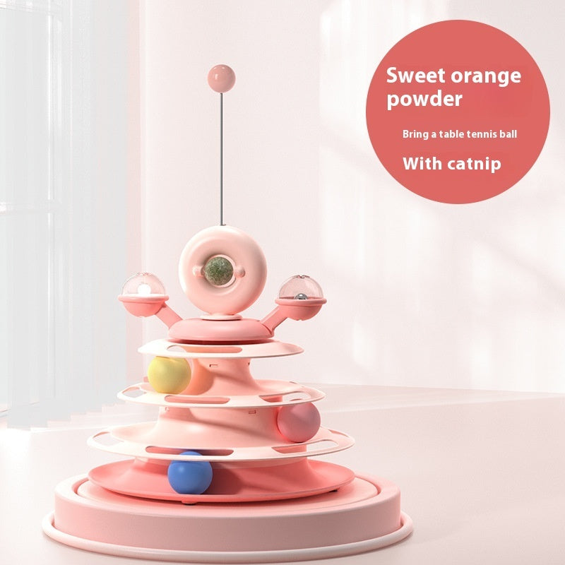 4 Levels Cat Toy Tower Turntable Roller Balls Toys Interactive Intelligence Pets Toys Training Track Puzzle Funny Games Accessories Pet Products - 𝓢𝓱𝓸𝓹𝓵𝓮𝓬𝔂