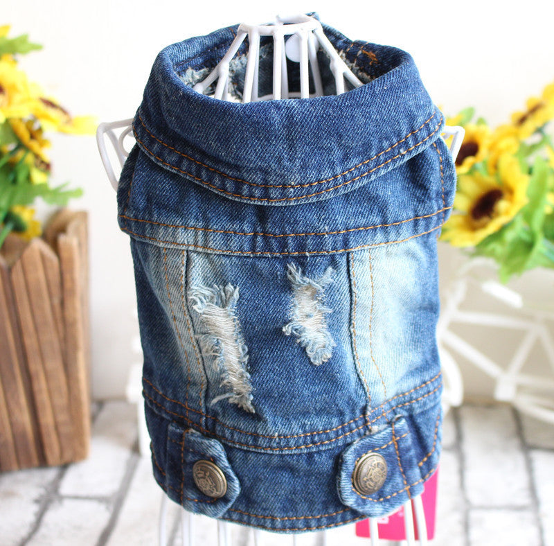 Designer Dog Clothes Small Dog Denim Jacket Coat Cat Costume Puppy Jeans Vest Spring Clothing - 𝓢𝓱𝓸𝓹𝓵𝓮𝓬𝔂