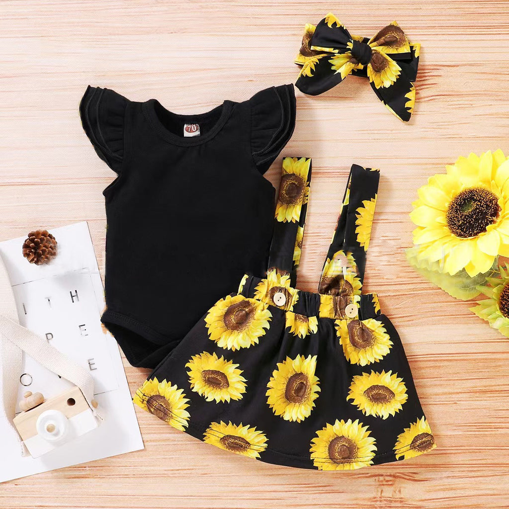 SUNFLOWER Printing Suit Romper Three-piece Suit - 𝓢𝓱𝓸𝓹𝓵𝓮𝓬𝔂