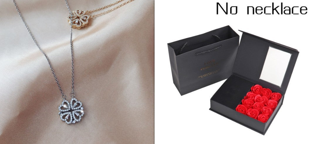 Explosive Style Detachable Deformed Four-leaf Clover Necklace For Women A Multi-wearing Zircon Small Love Short Clavicle Chain - 𝓢𝓱𝓸𝓹𝓵𝓮𝓬𝔂