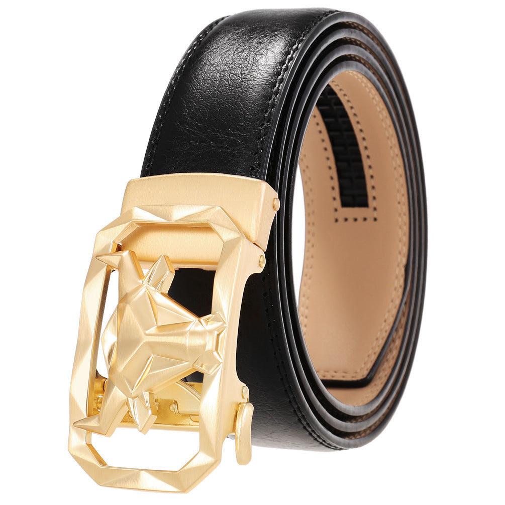Fashion Men's Leather Belt Alloy Automatic Buckle - 𝓢𝓱𝓸𝓹𝓵𝓮𝓬𝔂