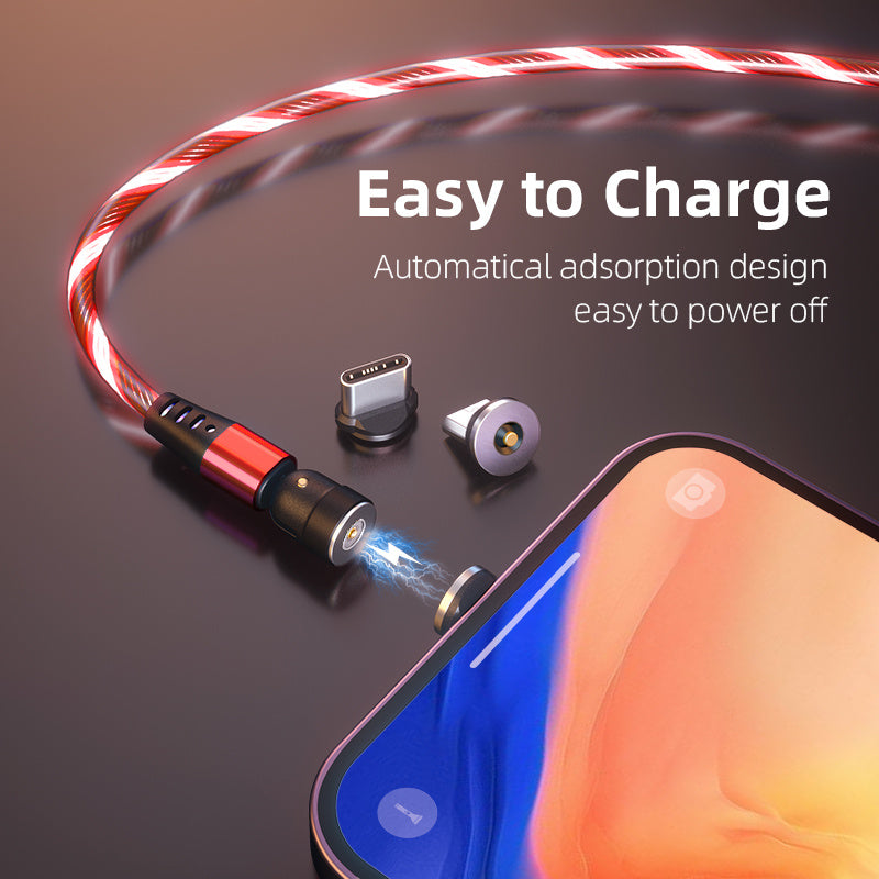 540 Rotate Luminous Magnetic Cable 3A Fast Charging Mobile Phone Charge Cable For LED Micro USB Type C For I Phone Cable - 𝓢𝓱𝓸𝓹𝓵𝓮𝓬𝔂