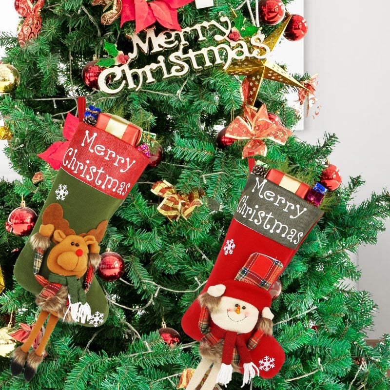 2024 New Year Xmas Big Stockings Set Decorations Christmas 3D Plush Big Sock Christmas Tree Pendant Decorating Supplies - 𝓢𝓱𝓸𝓹𝓵𝓮𝓬𝔂