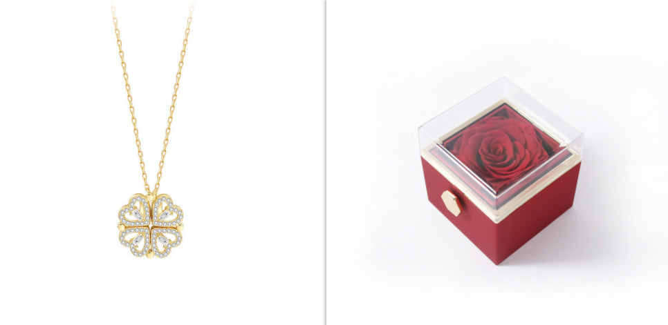 Explosive Style Detachable Deformed Four-leaf Clover Necklace For Women A Multi-wearing Zircon Small Love Short Clavicle Chain - 𝓢𝓱𝓸𝓹𝓵𝓮𝓬𝔂