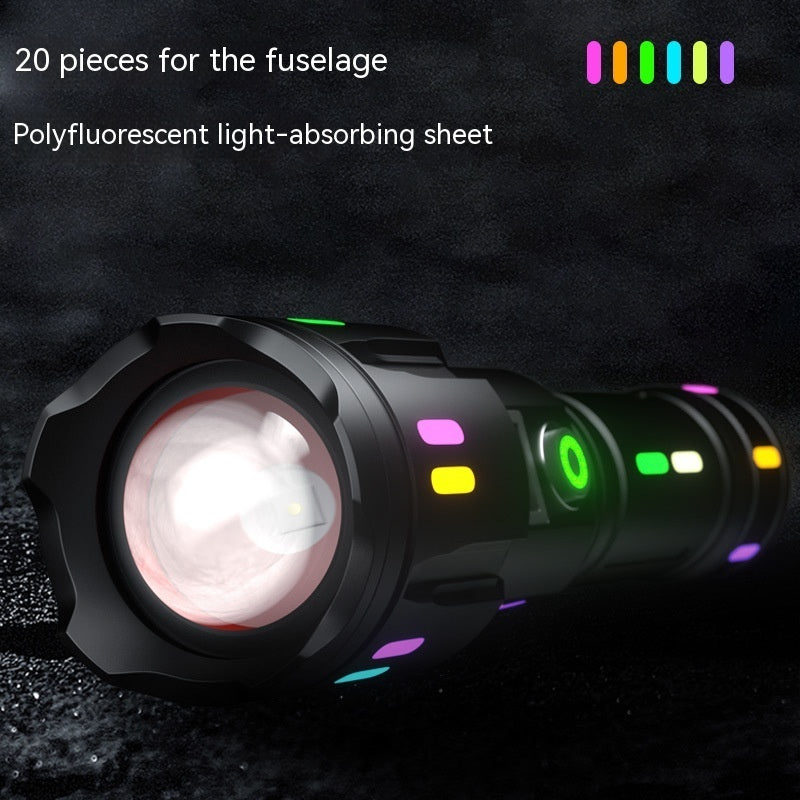 Strong Light Zoom Multi-functional Flashlight Type-C Charging Digital Display