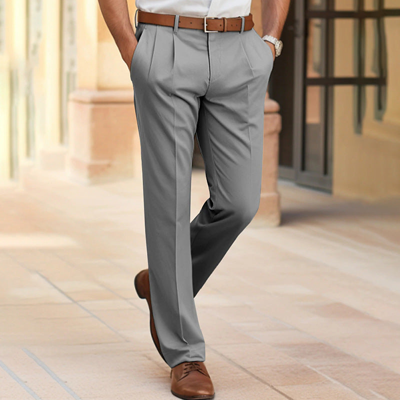 Men's Casual Suit Pants Fashion Trousers Mid Waist Straight Long Pants For Office Business Formal - 𝓢𝓱𝓸𝓹𝓵𝓮𝓬𝔂