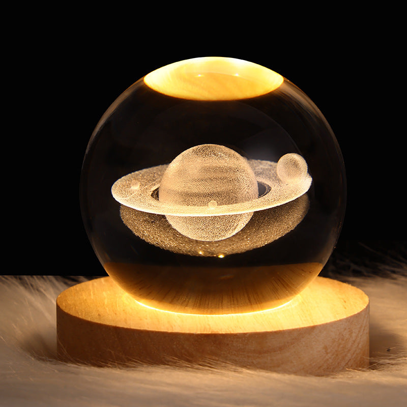 Luminous Starry Sky And Planets Moon Moon Crystal Ball Small Night Lamp Projection Ambience Light Creative Gift New Strange Gift - 𝓢𝓱𝓸𝓹𝓵𝓮𝓬𝔂
