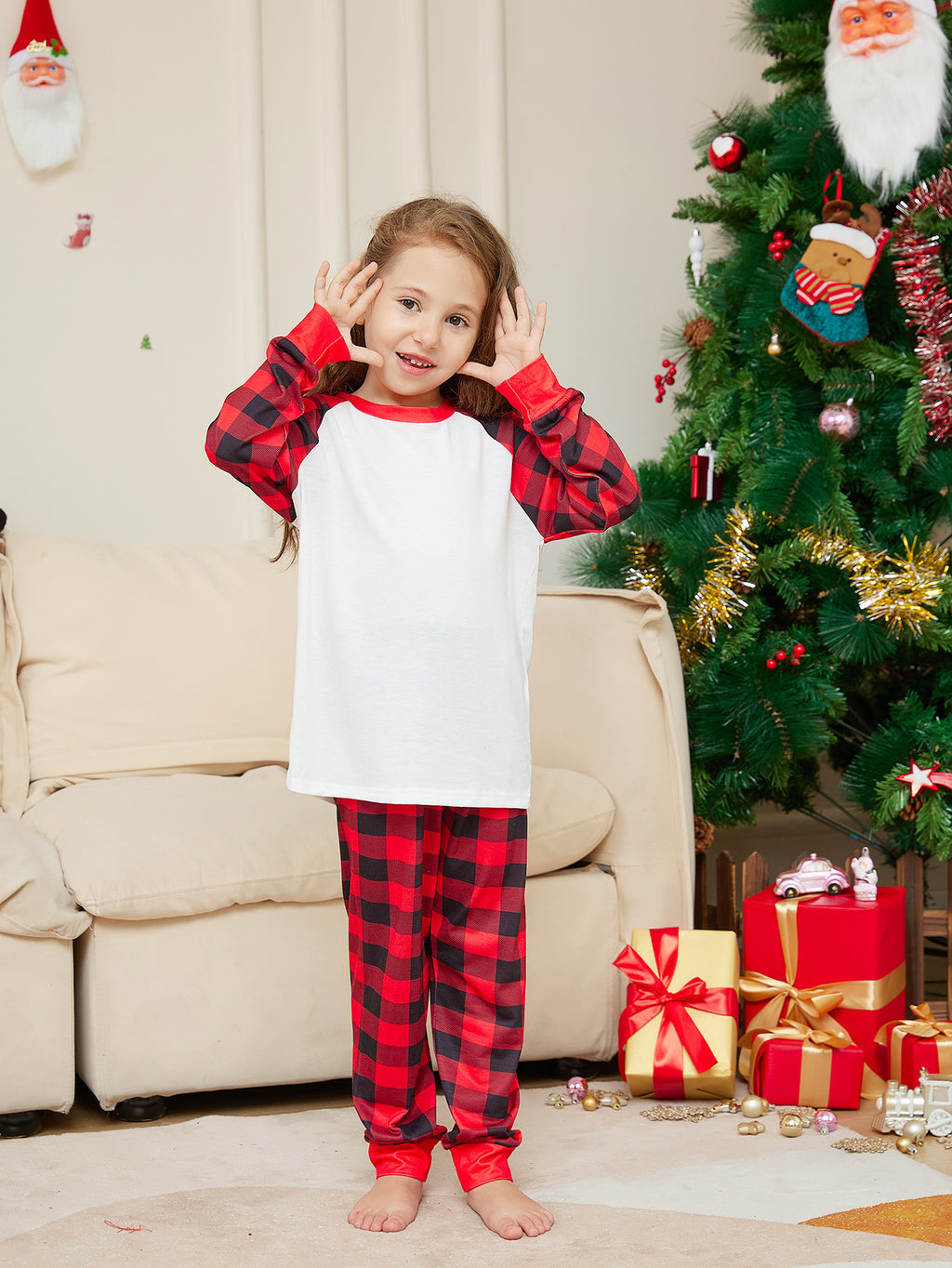 Christmas Solid Color Plaid Printed Christmas Parent-child Homewear Suits - 𝓢𝓱𝓸𝓹𝓵𝓮𝓬𝔂