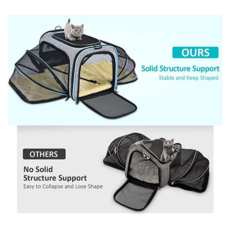 Carrier For Cat Pet Airline Approved Expandable Foldable Soft Dog Carrier Opened Doors Reflective Tapes Cat Travel Bag - 𝓢𝓱𝓸𝓹𝓵𝓮𝓬𝔂