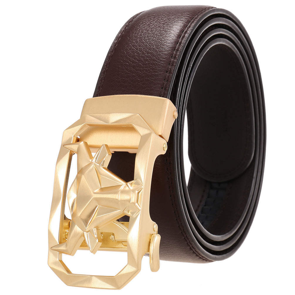 Fashion Men's Leather Belt Alloy Automatic Buckle - 𝓢𝓱𝓸𝓹𝓵𝓮𝓬𝔂