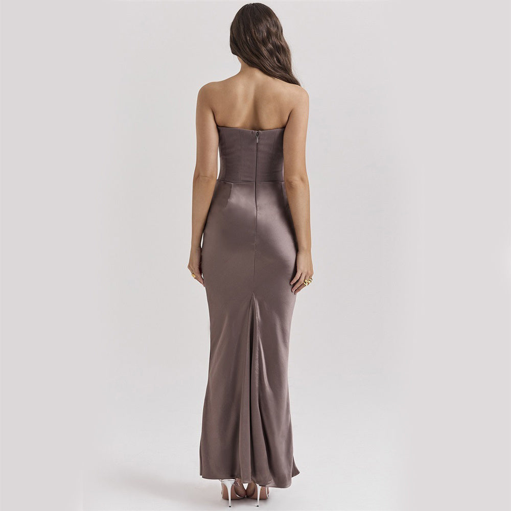Slim Tube Top Long Dress Sexy Fashion Bandeau Backless Party Evening Dresses For Women Clothing - 𝓢𝓱𝓸𝓹𝓵𝓮𝓬𝔂