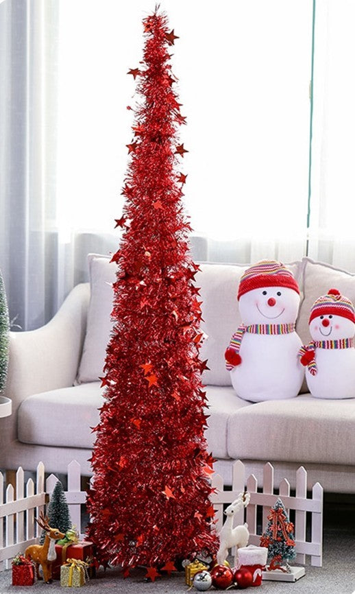 Artificial Tinsel Up Christmas Tree With Stand Gorgeous Collapsible Artificial Christmas Tree For Christmas Decorations - 𝓢𝓱𝓸𝓹𝓵𝓮𝓬𝔂