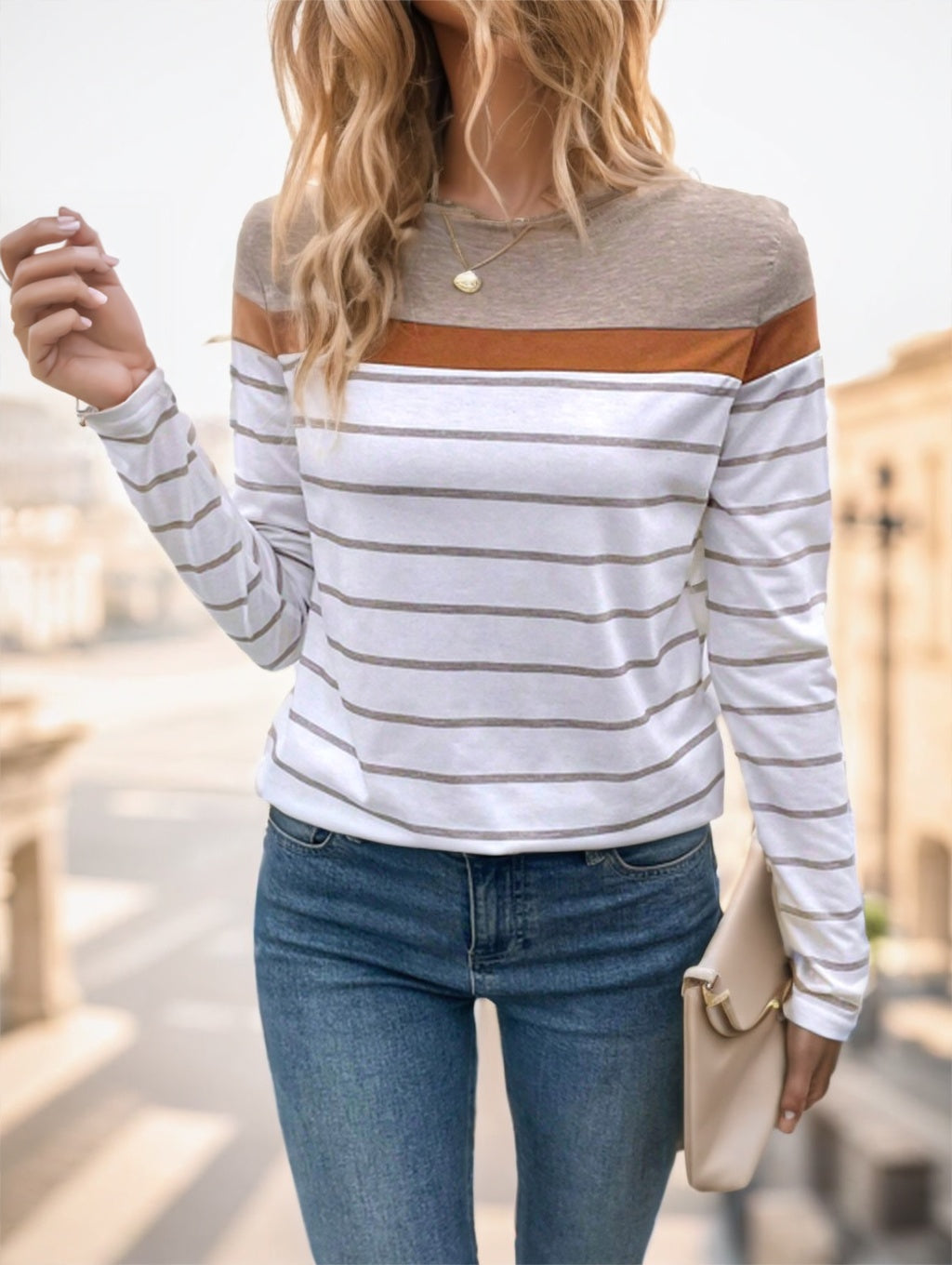 Women's Round Neck Striped Long Sleeve T-Shirt - 𝓢𝓱𝓸𝓹𝓵𝓮𝓬𝔂