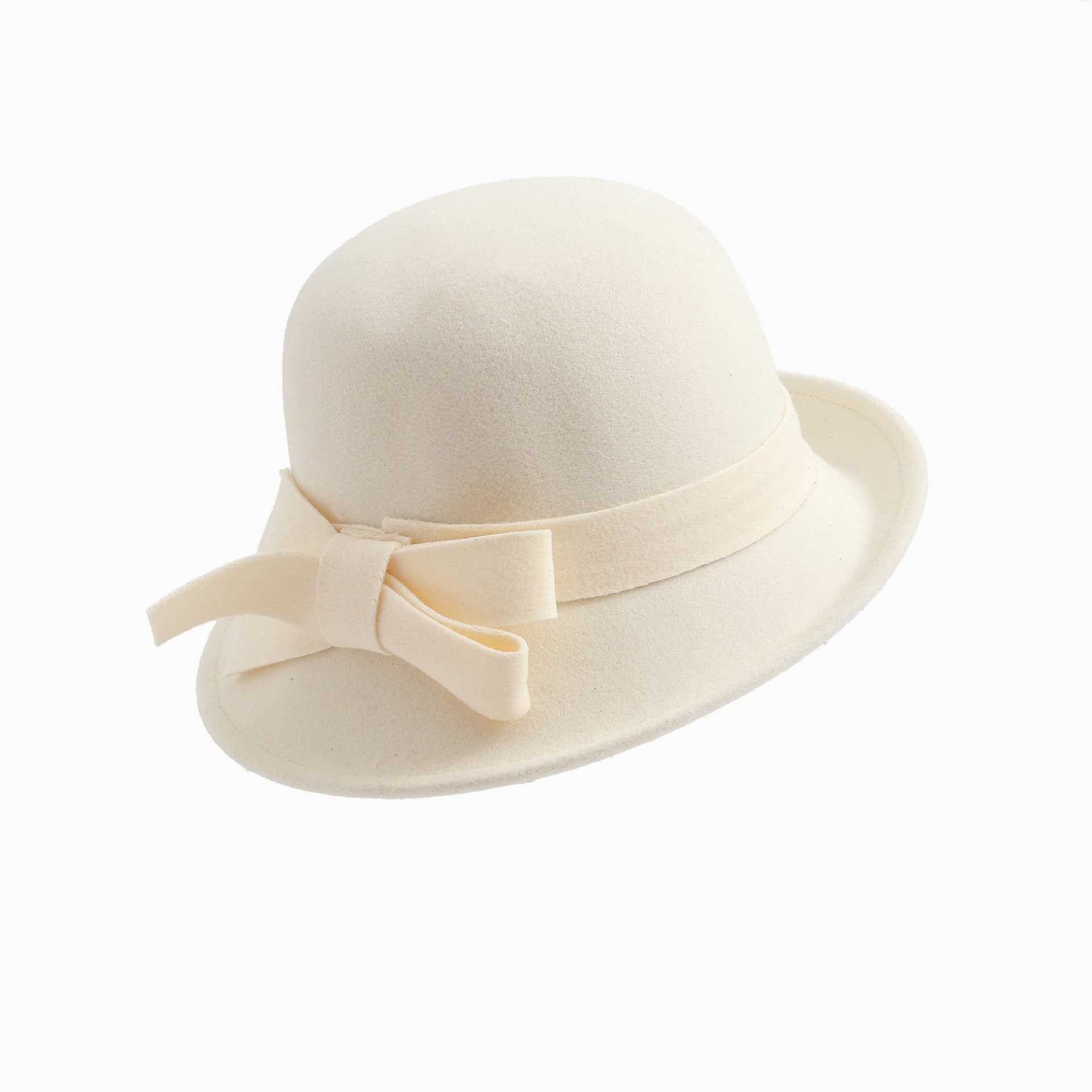 Women's French-style Elegant Retro Woolen Bowler Hat Curling Bow - 𝓢𝓱𝓸𝓹𝓵𝓮𝓬𝔂