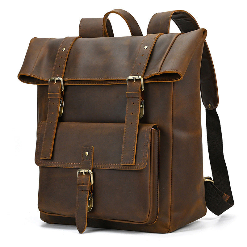 Retro Men's Backpack Cowhide Large Capacity 15-inch Computer Bag - 𝓢𝓱𝓸𝓹𝓵𝓮𝓬𝔂