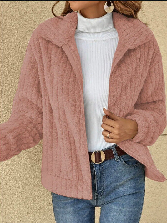 Women's Fleece Lapel Cropped Jacket - 𝓢𝓱𝓸𝓹𝓵𝓮𝓬𝔂